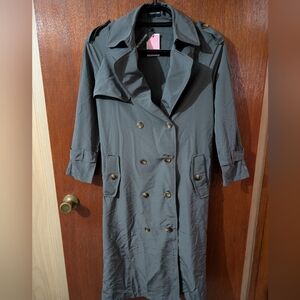 PrettyLittleThing Charcoal Double-Breasted Trench Coat